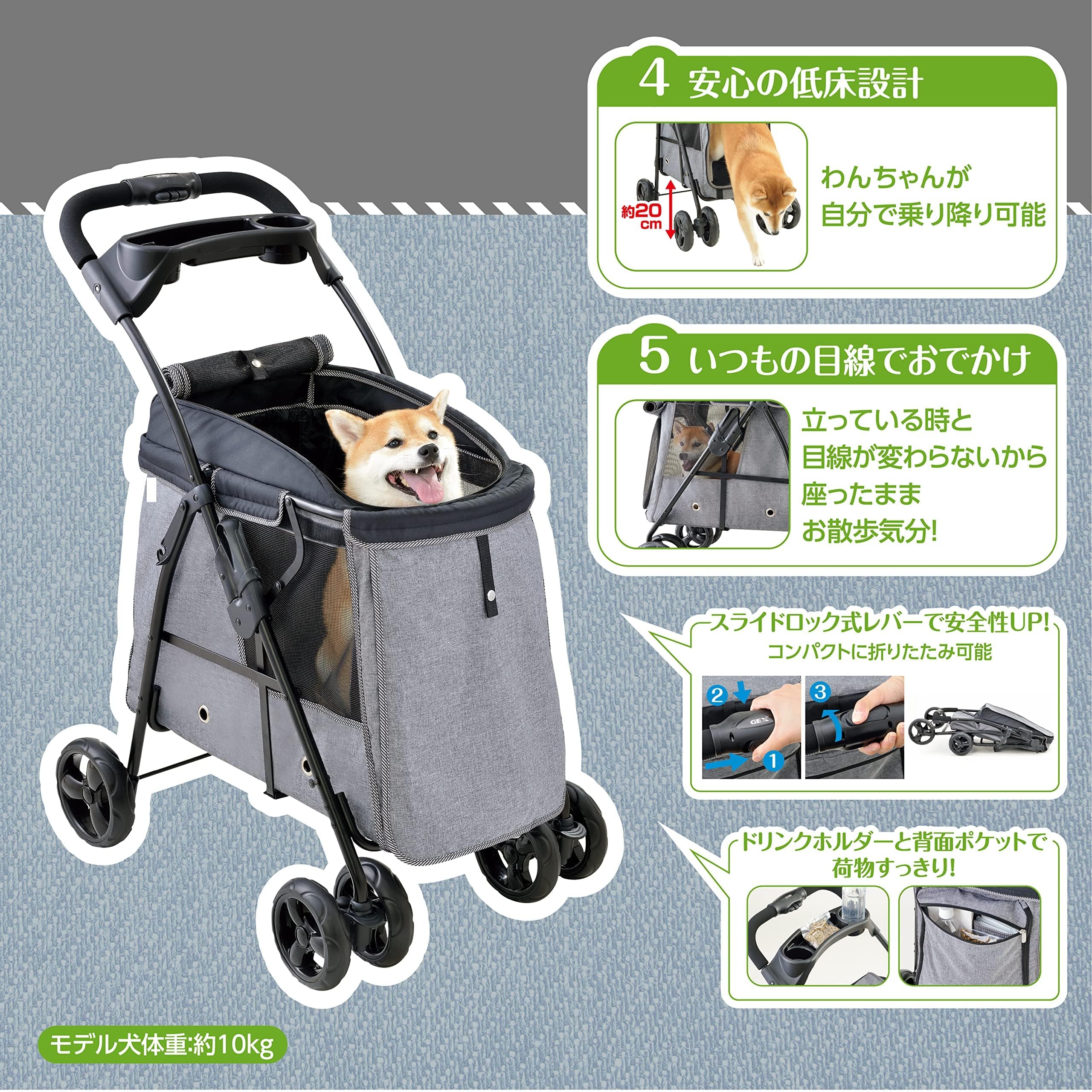 Amazon.co.jp: わんわんカート 中型犬用 ライトグレー ペット用カート